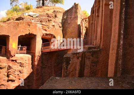 Ethiopie. Lalibela, le nord de l'Ethiopie célèbre pour ses églises monolithiques taillées dans la roche. Lalibela est l'une des villes les plus saintes d'Éthiopie et un centre Banque D'Images