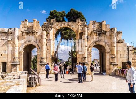 Porte sud, Jerash (Gerasa) ville romaine, Jordanie Banque D'Images