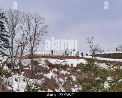 Japon, Jan 25 2014 - vue diurne de la terrasse d'observation du château d'Ogimachi Banque D'Images
