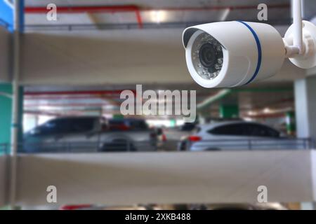 Outil CCTV dans l'équipement de stationnement pour les systèmes de sécurité et ont un espace de copie pour la conception. Banque D'Images