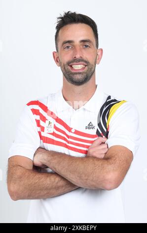 Bruxelles, Belgique. 22 juillet 2024. Le belge Jeroen Bauters photographié lors d’une séance photo pour le Comité paralympique belge en prévision des Jeux Paralympiques de Paris 2024, à Bruxelles, lundi 22 juillet 2024. BELGA PHOTO VIRGINIE LEFOUR crédit : Belga News Agency/Alamy Live News Banque D'Images