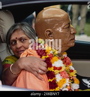 Abhaya Caranaravinda Bhaktivedanta Svami (Abhay Charan de) enseignant spirituel indien et fondateur-précepteur de la Société internationale pour Krishna Banque D'Images