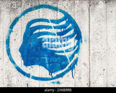 Logo Grungy Atalanta sur mur de béton. Bergame, ITALIE - 1er février 2024. Banque D'Images