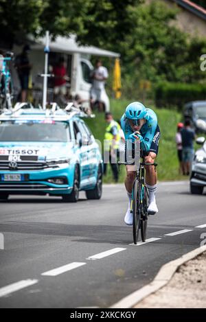 CEES bol de l'ÉQUIPE ASTANA QAZAQSTAN cycliste sur le Tour de France TT (contre-la-montre), entre nuits-Saints-Georges et Gevrey-Chamertain, 05/07/24. Banque D'Images