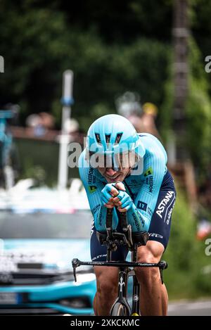 CEES bol de l'ÉQUIPE ASTANA QAZAQSTAN cycliste sur le Tour de France TT (contre-la-montre), entre nuits-Saints-Georges et Gevrey-Chamertain, 05/07/24. Banque D'Images