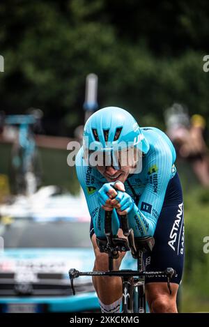 CEES bol de l'ÉQUIPE ASTANA QAZAQSTAN cycliste sur le Tour de France TT (contre-la-montre), entre nuits-Saints-Georges et Gevrey-Chamertain, 05/07/24. Banque D'Images