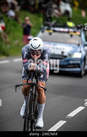 Cyclisme dans le Tour de France étape 7 TT (contre-la-montre), entre nuits-Saints-Georges et Gevrey-Chamertain, 05/07/24. Banque D'Images