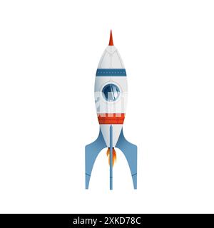 Illustration de style plat d'une fusée sur un fond blanc. Convient pour les livres pour enfants, les projets éducatifs et les supports publicitaires liés à Illustration de Vecteur