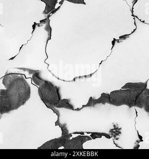 Texture de photo sans couture 4k de la surface de motif de papier brûlé noir et blanc. Banque D'Images