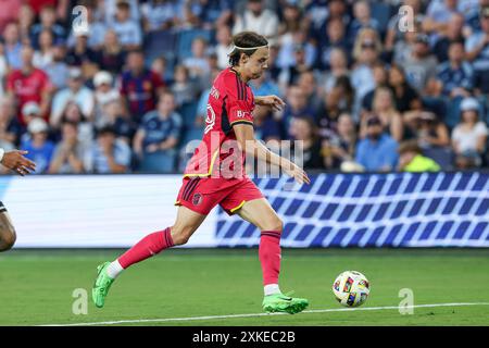 Le 20 juillet 2024 : l'attaquant Louis City SC Nokkvi Porisson (29) lors d'un match contre le Sporting Kansas City au Childrens Mercy Park à Kansas City, Kansas City. David Smith/CSM Banque D'Images