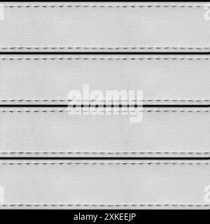 Photo sans couture 4k texture photo de la surface du matériau des ceintures en cuir de couleur blanche avec coutures. Banque D'Images