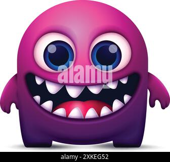 Joyeux Halloween monstre violet mignon avec caractère effrayant mais drôle adapté à la conception d'éléments d'halloween Illustration de Vecteur