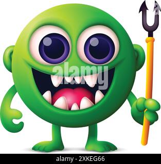 Joyeux monstre d'Halloween, personnage drôle effrayant de dessin animé mignon adapté à la conception d'éléments d'halloween Illustration de Vecteur