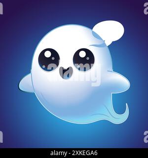 Cute Cartoon Ghost illustration de drôle de monstre Halloween Mascot personnage Clipart Illustration de Vecteur