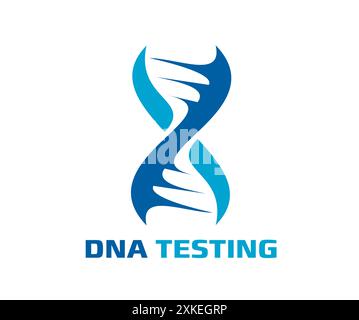 Icône d'hélice d'ADN de la recherche scientifique, de la technologie génétique et des tests biogénétiques, emblème vectoriel. Hélice d'ADN signe bleu de l'évolution du génome, génétique, médical Illustration de Vecteur