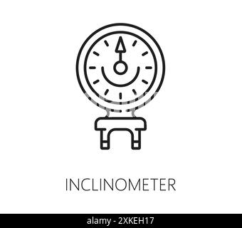 Icône de ligne de médecine chiropratique de l'inclinomètre. Signe vectoriel isolé d'outil pour évaluer l'angle rachidien et articulaire, crucial pour le diagnostic et la surveillance Illustration de Vecteur