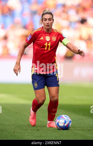 LA COROGNE, ESPAGNE - 16 JUILLET : Alexia Putellas, espagnole, court avec le ballon lors du match de l'UEFA Women's European Qualifiers League entre l'Espagne et BE Banque D'Images