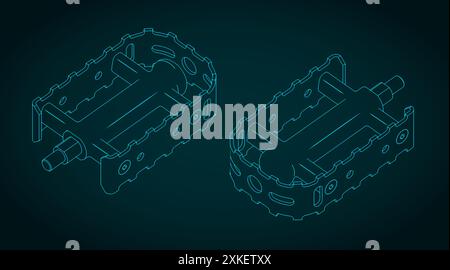 Illustration vectorielle stylisée de dessins techniques isométriques d'une pédale de vélo Illustration de Vecteur