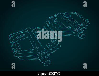 Illustration vectorielle stylisée de dessins de pédales de vélo Illustration de Vecteur