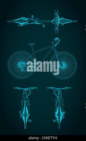 Illustration vectorielle stylisée de modèles de vélo de route Illustration de Vecteur