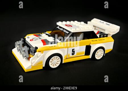 LEGO 1985 Audi Sport quattro S1 de la série Lego Speed Champions – pays de Galles, Royaume-Uni – 13 juillet 2024 Banque D'Images