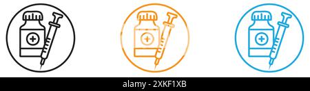 collection d'ensemble de logo de vecteur d'icône médicale de flacon ou groupe d'emballage groupé Illustration de Vecteur