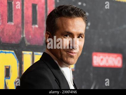 New York, États-Unis. 22 juillet 2024. Ryan Reynolds assiste à la première mondiale Deadpool & Wolverine de Marvel Studios au David H. Koch Theater à New York le 22 juillet 2024. (Photo de Lev Radin/Sipa USA) crédit : Sipa USA/Alamy Live News Banque D'Images