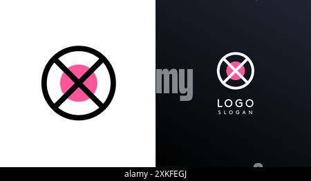 Lettre X, O logo moderne avec des formes géométriques, des cercles et des lignes. Logotype minimaliste abstrait pour la marque de restaurant japonaise, les entreprises technologiques Illustration de Vecteur