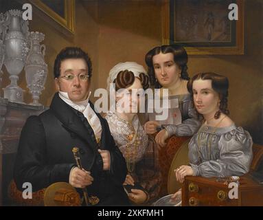 Samuel Beals Thomas, avec sa femme Sarah Kellogg Thomas, et leurs deux filles, Abigail et Pauline peints par Edward Dalton marchant Banque D'Images