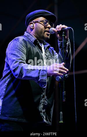 SERAVEZZA, ITALIE. 22 JUILLET 2024. Le groupe musical britannique INCOGNITO en concert au festival de blues Seravezza.. Stefano dalle Luche / Alamy Live News. Banque D'Images