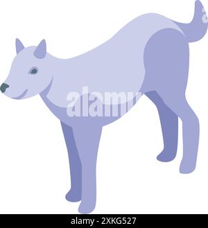 Icône isométrique minimaliste d'un loup arctique blanc debout Illustration de Vecteur