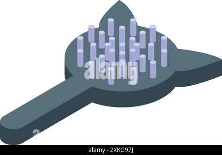 Brosse pour chat avec manche en plastique pour le toilettage, icône isométrique de l'équipement de soin des animaux Illustration de Vecteur