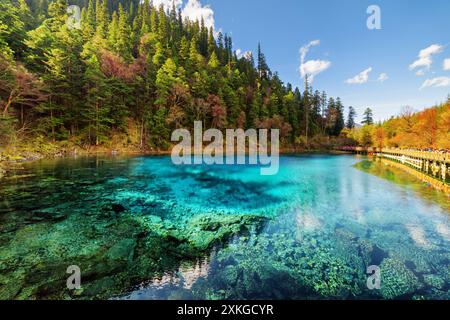 Vue imprenable sur la piscine des cinq couleurs (l'étang coloré) Banque D'Images