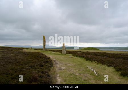 Les pierres de Stenness, Orcades, Écosse, Écosse, Royaume-Uni, Europe Banque D'Images