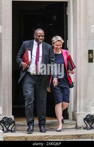 Londres, 23 juillet 2024. David Lammy, secrétaire aux Affaires étrangères, député Tottenham et Yvette Cooper, secrétaire à l'intérieur. Les ministres assistent à la réunion du cabinet du Parti travailliste à Downing Street, Londres, Royaume-Uni crédit : Imageplotter/Alamy Live News Banque D'Images