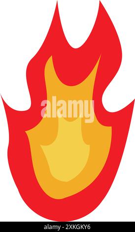 Feu rouge et jaune brûlant avec des flammes Illustration de Vecteur