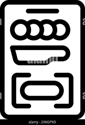 Simple smartphone affiche une interface utilisateur avec des icônes de numérisation et de bouton Illustration de Vecteur