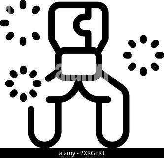 Icône de dessin au trait d'un feu d'artifice démarrant un spectacle pyrotechnique Illustration de Vecteur