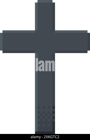 Croix de cimetière dans le style pixel art. Objet d'illustration vectorielle pour la conception rétro de jeux vidéo Illustration de Vecteur