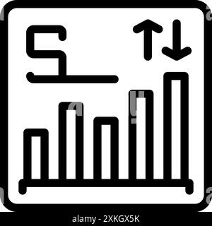 Icône de ligne simple et en gras d'une plate-forme affichant un graphique dynamique du marché financier avec des hauts et des bas de trading de devises Illustration de Vecteur