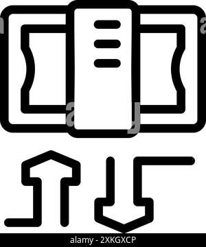 Icône de ligne représentant un transfert d'argent avec des flèches indiquant le mouvement ascendant et descendant des fonds Illustration de Vecteur
