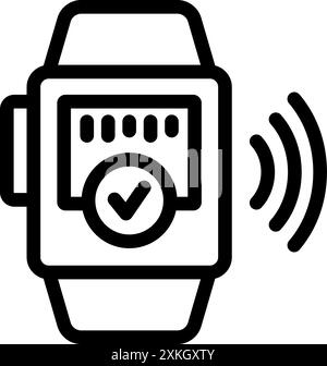 Smartwatch effectuant un paiement sans contact montrant la coche de confirmation Illustration de Vecteur