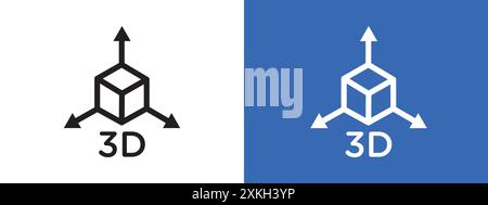 Contour de vecteur de signe de logo d'icône 3D en couleur noir et blanc Illustration de Vecteur
