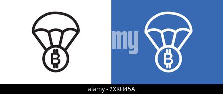 Contour de vecteur de signe de logo d'icône Bitcoin Airdrop en couleur noire et blanche Illustration de Vecteur