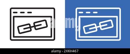 Contour de vecteur de signe de logo d'icône de backlink en couleur noir et blanc Illustration de Vecteur