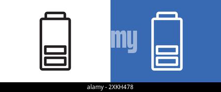 Contour de vecteur de signe de logo d'icône de batterie en noir et blanc Illustration de Vecteur