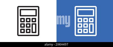 Icône de la calculatrice logo signe vectoriel contour en noir et blanc Illustration de Vecteur