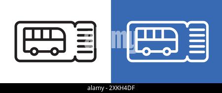 Contour de vecteur de signe de logo d'icône de ticket de bus en couleur noire et blanche Illustration de Vecteur
