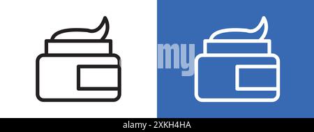 Contour de vecteur de signe de logo d'icône de pot crème en couleur noire et blanche Illustration de Vecteur