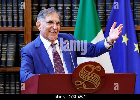 Roma, Italie. 23 juillet 2024. Il presidente del Senato Ignazio la Russa durante la Cerimonia del Ventaglio a Roma, Marted&#xec;, 23 Luglio 2024 (Foto Roberto Monaldo/LaPresse) Président du Sénat Ignazio la Russa lors de la cérémonie des fans à Rome, mardi 23 juillet 2024 (photo de Roberto Monaldo/LaPresse) crédit : LaPresse/Alamy Live News Banque D'Images